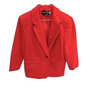 Vintage Studio 205 Red Wool Christmas Cashmere Blazer Single Button Size 10P
